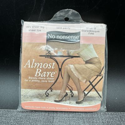 No Nonsense Almost Bare Bisque Very Sheer Pantyhose Lace Panty Sz B NOS Vtg USA